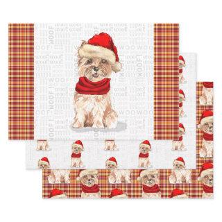 Funny Cairn Christmas Dog and Holiday Plaid  Sheets