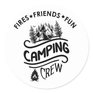 Funny camping crew classic round sticker