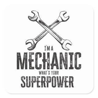 Funny Car Mechanic Vintage Garage Gift Idea Art Square Sticker