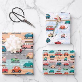 Funny cars pattern with animals driving  sheets