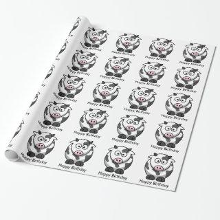 Funny Cartoon Cow with Pink Nose Happy Birthday