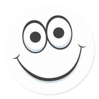 Funny cartoon face with big happy smile stickers