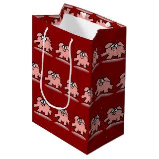 Funny Cartoon Pig Year Birthday Choose color MGB Medium Gift Bag