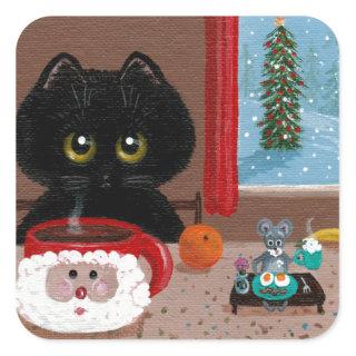 Funny Cat Christmas Creationarts Square Sticker