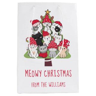 Funny Cat Christmas Tree  Medium Gift Bag