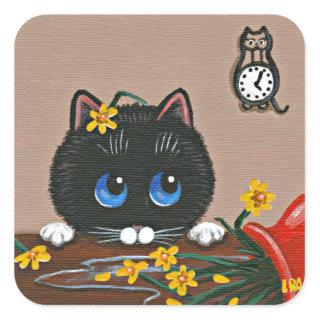 Funny Cat Creationarts Square Sticker