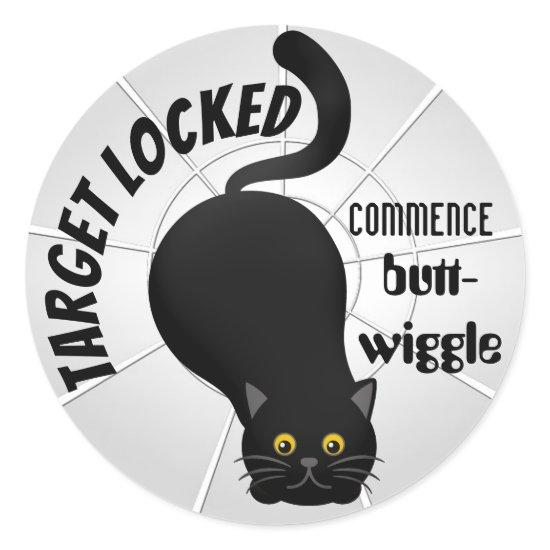 Funny Cat Ready to Pounce Classic Round Sticker