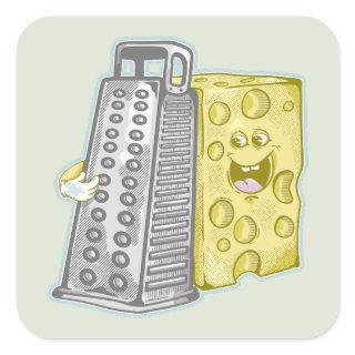 Funny cheese and cheese grater square sticker