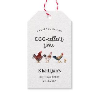Funny Chicken Egg-Cellent Birthday Party  Gift Tags