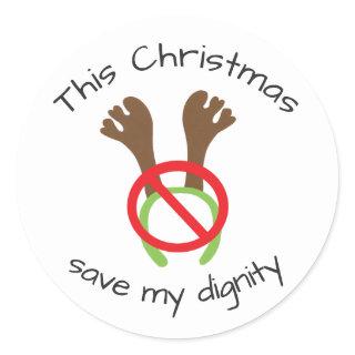 Funny Christmas Antler Protest Classic Round Sticker