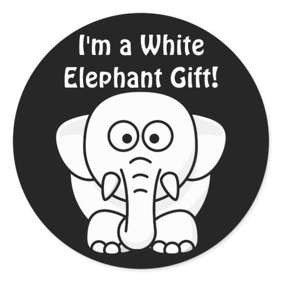 Funny Christmas Present: Real White Elephant Gift! Classic Round Sticker