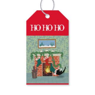 funny Christmas stocking cat Gift Tags