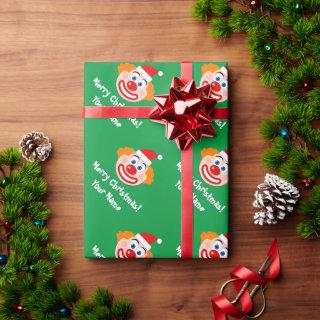 Funny circus clown with Santa hat Christmas
