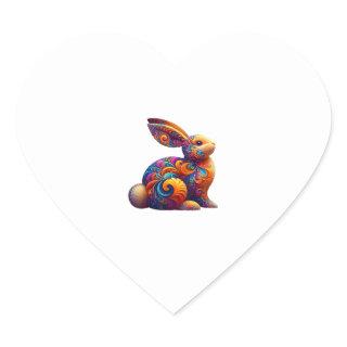 Funny Colorful Bunny Rabbit Fractal Cosmic Swirl A Heart Sticker