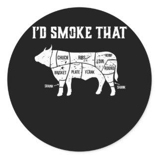 Funny Cow Bbq  Pit Master Gift Classic Round Sticker