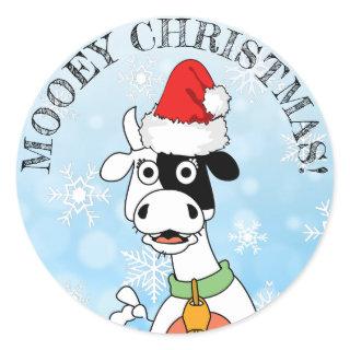 Funny Cow Mooey Christmas Sticker
