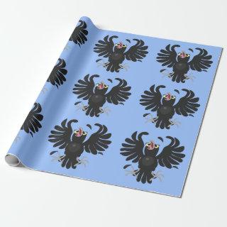 Funny crazy crow raven cartoon illustration