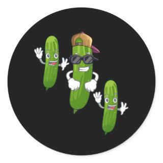 Funny Cucumber Pickle Dancing Food Classic Round Sticker