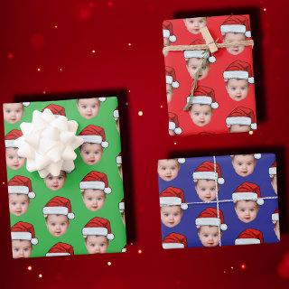 Funny Custom Baby Face Photo Santa Head Xmas  Sheets