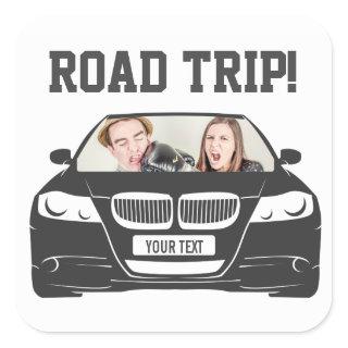 Funny Custom Car Photo Road Trip Square Sticker