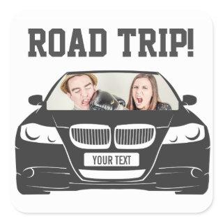 Funny Custom Car Photo Road Trip Square Sticker