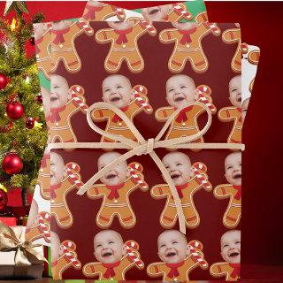 Funny Custom Face Photo Gingerbread Xmas baby  Sheets