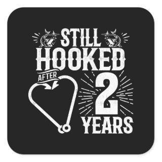 Funny Cute 2nd Anniversary Couples Married 2 Years Square Sticker