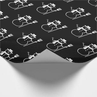 Funny Cute Black and White Snowman Pattern