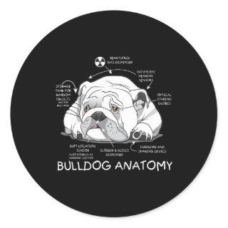 Funny Cute English Bulldog Anatomy Dog Biology Classic Round Sticker