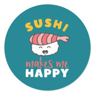 Funny Cute Kawaii Sushi Japanese Food Lover Classic Round Sticker