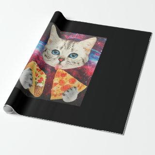 Funny Cute Outer Space Galaxy Cat Meme Pizza Taco