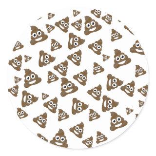 Funny Cute Poop Emoji Pattern Classic Round Sticker