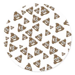 Funny Cute Poop Emoji Pattern Classic Round Sticker