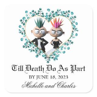 Funny Cute Punk Wedding Square Sticker