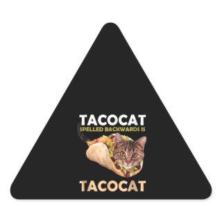 Funny Cute Tacocat Taco Cat Spelled Backward Triangle Sticker