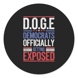 Funny D.o.g.e Doge Government Efficiency Usa Flag  Classic Round Sticker