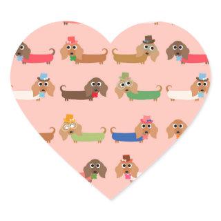 Funny Dachshunds Heart Sticker