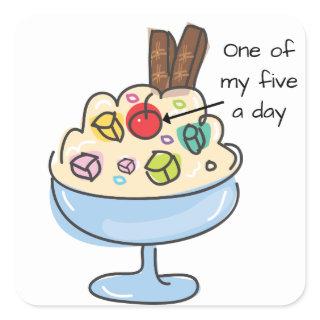 Funny Diet Quote Ice Cream Sundae Square Sticker