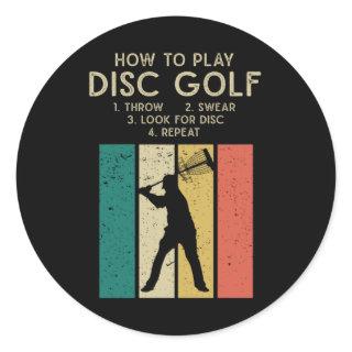 Funny Disc Golf Instruction Frisbee Disc Golfing Classic Round Sticker