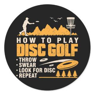 Funny Disc Golf Men Women Vintage Retro Disc Classic Round Sticker