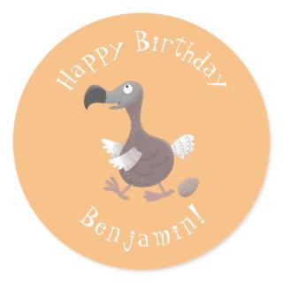 Funny dodo bird cartoon illustration classic round sticker