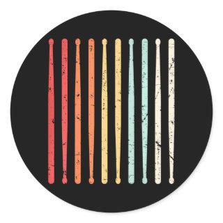 Funny Drum Stick Gift For Drummer Boys Girls Drum Classic Round Sticker