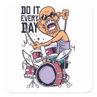 Funny Drummer Drums Gift Square Sticker