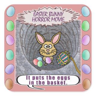 Funny Easter Bunny Horror Movie Square Sticker