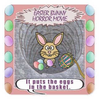 Funny Easter Bunny Horror Movie Square Sticker