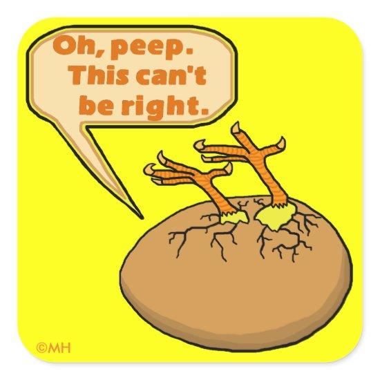 Funny Easter Chick in Egg Square Sticker