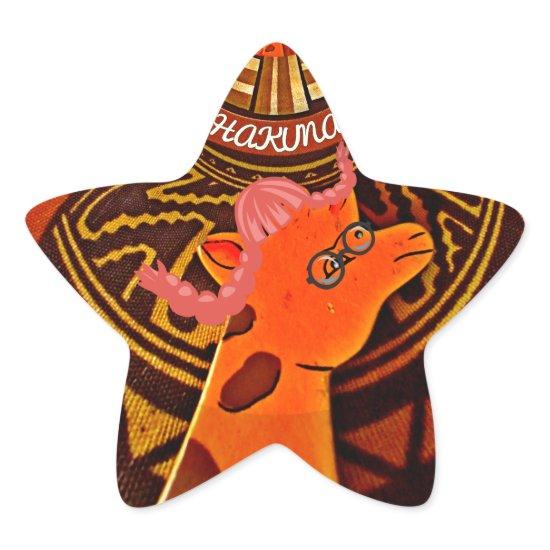 Funny Elegant Giraffe Accessorized African Style Star Sticker