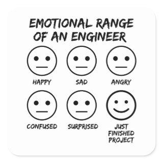 Funny Emotional Range Of An Engineer Fan Faces Square Sticker