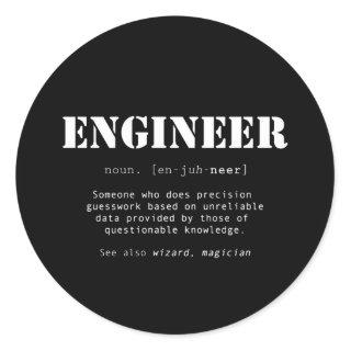 Funny Engineer Dictionary Definition Classic Round Sticker