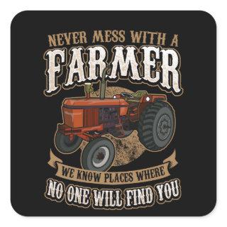 Funny Farmer Square Sticker